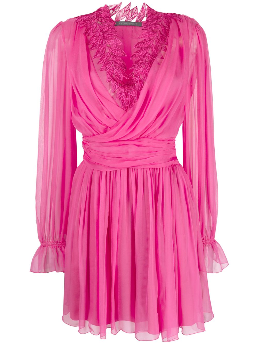 Ramage-lace silk mini dress - Orange
