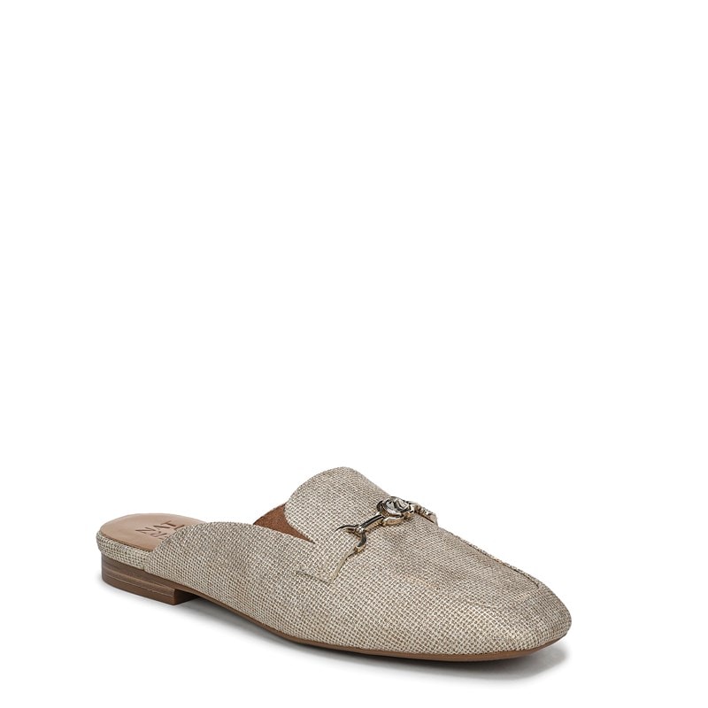 Basel Mule Shoes, Natural Beige Faux Leather
