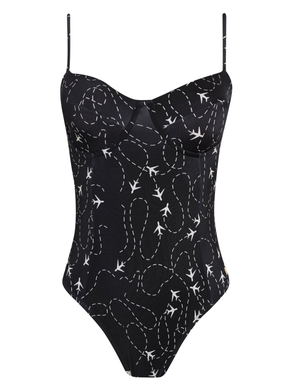 Planes-print swimsuit - Black