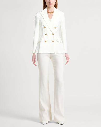 Woman Blazer Off white Size 6 Cotton, Polyamide, Elastane
