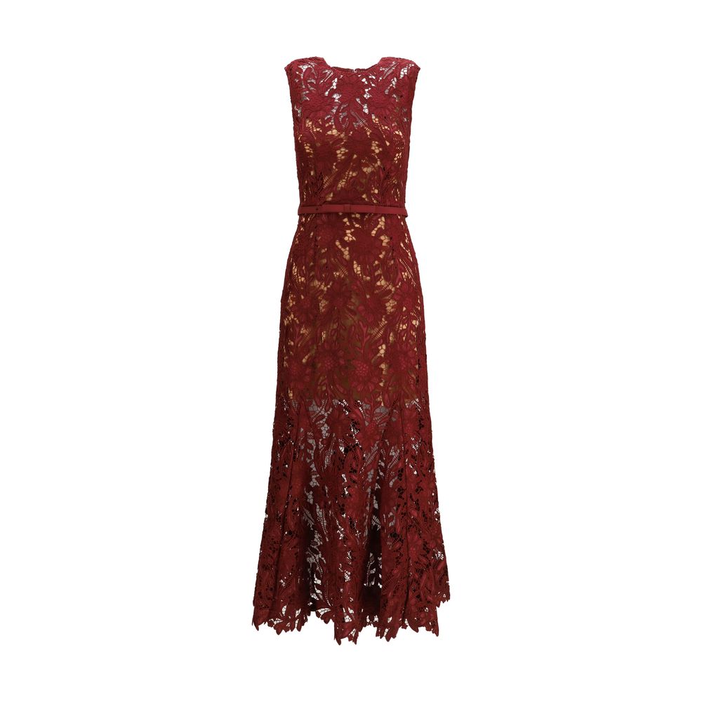 Guipure Lace Dress — Red