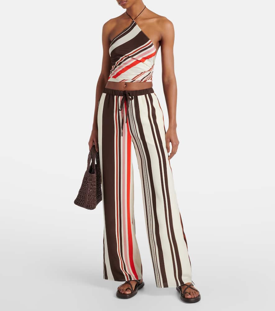Thistle silk satin wide-leg pants