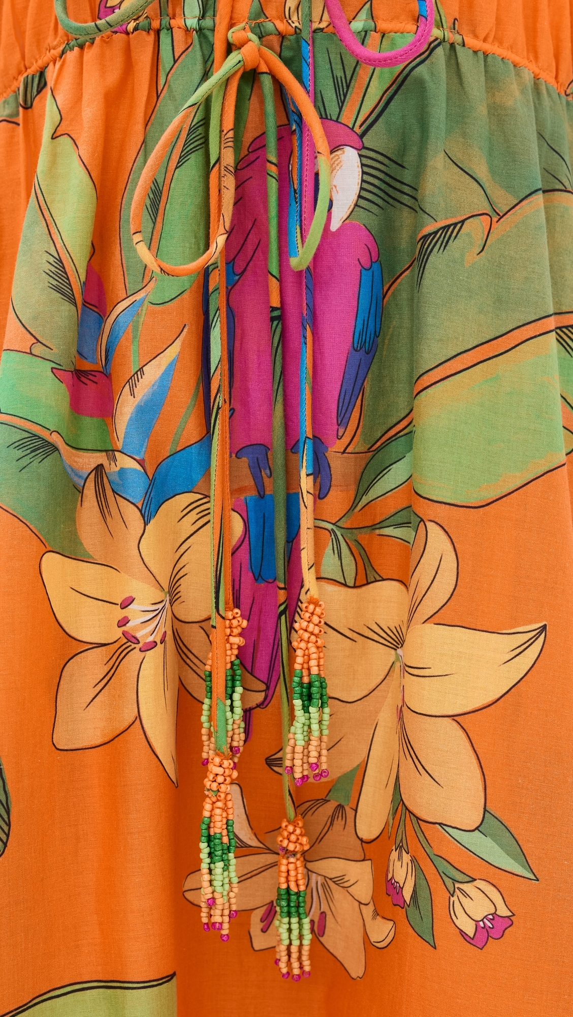 Fresh Macaws Orange Midi Dress FRESH MACAWS ORANGE