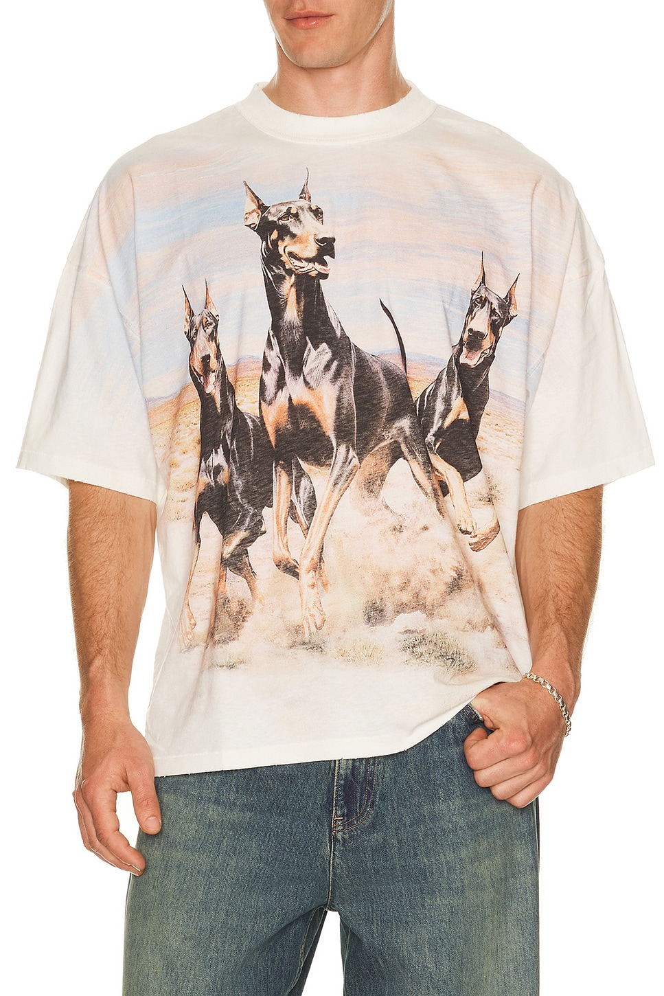 REPRESENT Western Dobermans Tee in Flat White - White. M also in L, S, XL/1X