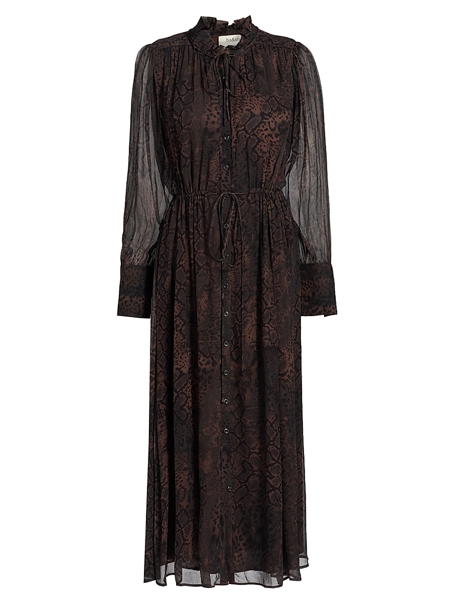 Women's Sahara Snake-Print Midi-Dress - Marron