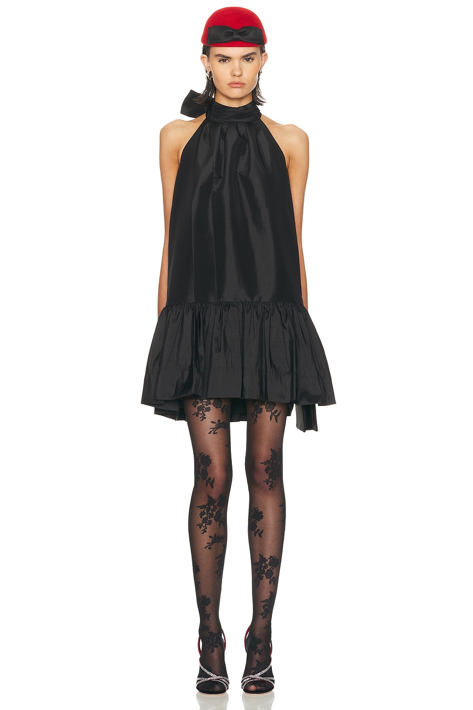 SIMKHAI Hope Bow Tie Mini Dress in Black. S also in XS
