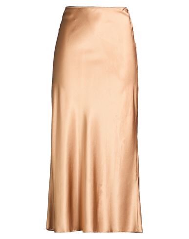Woman Maxi skirt Camel Size L Silk, Elastane