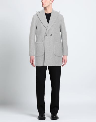 Man Coat Light grey Size 40 Wool, Polyester