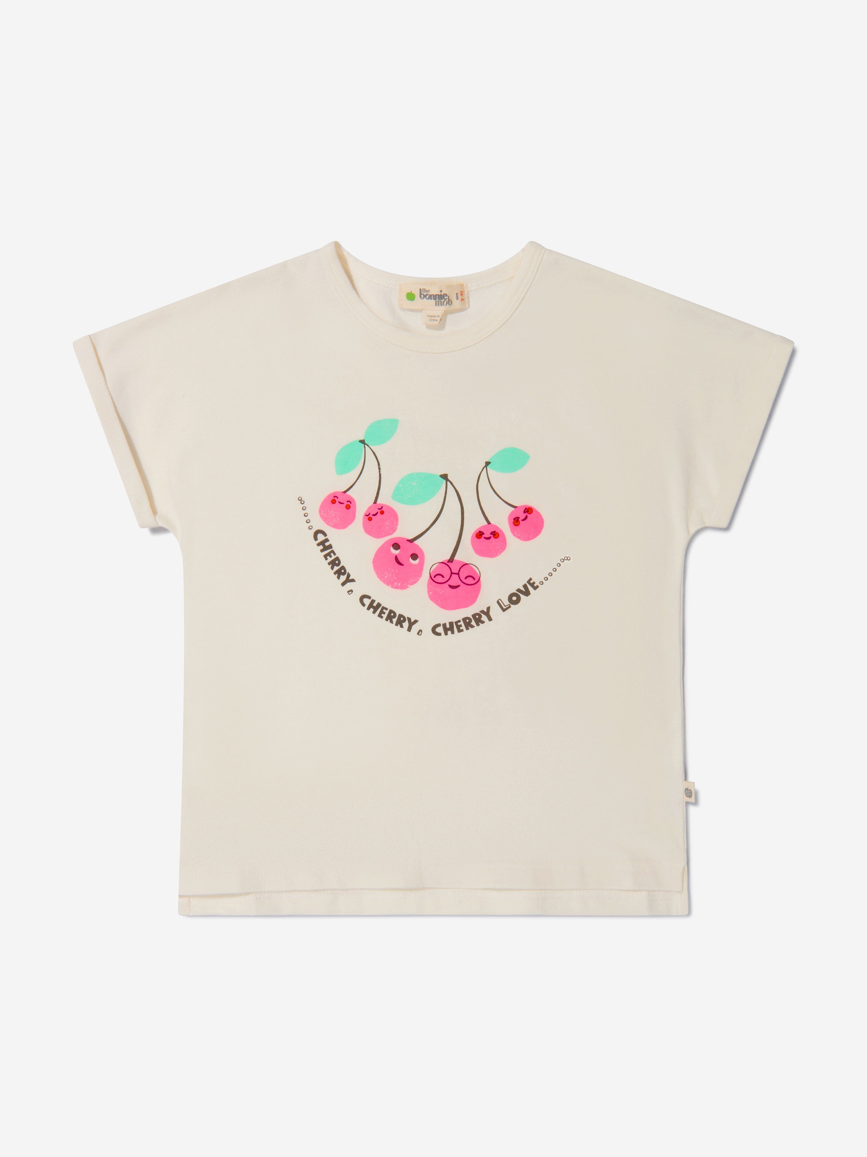Girls Organic Cotton Cherry Print T-Shirt