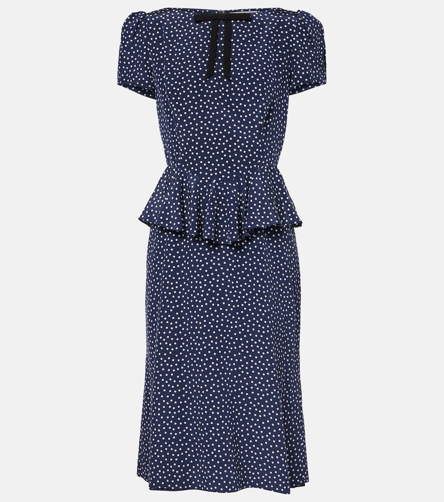 Polka-dot silk midi dress