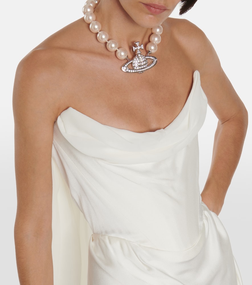 Bridal Galaxy Cape crêpe satin gown
