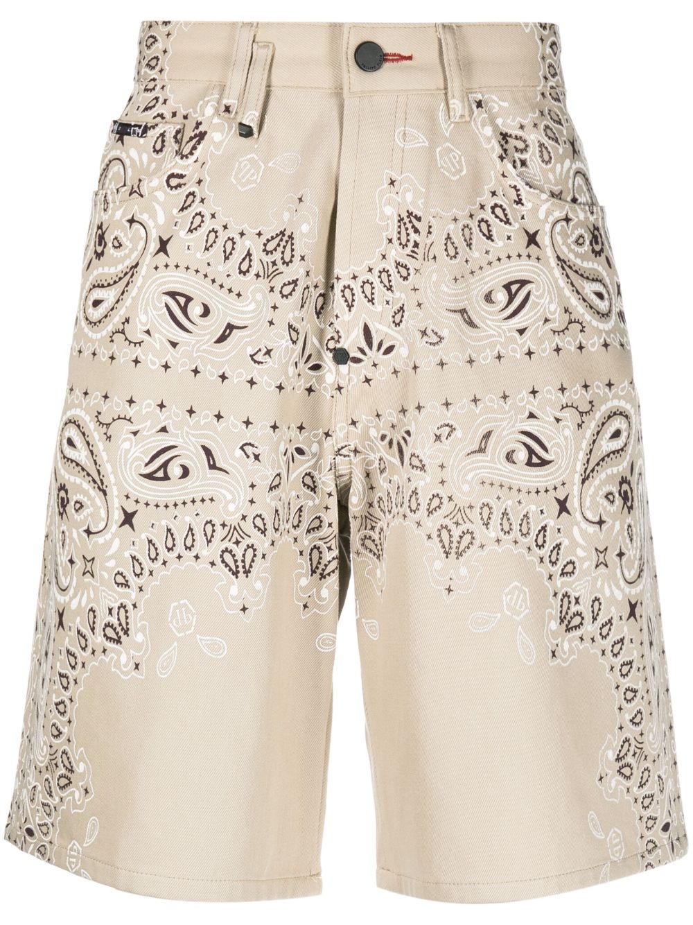 Bandana-print denim shorts - Neutrals