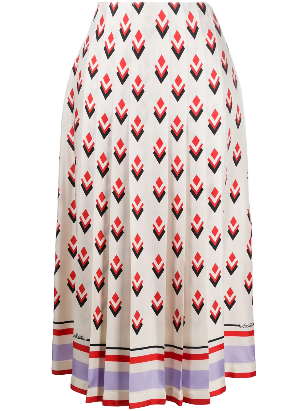 Pleated Geometric-Print Skirt — Multicolor