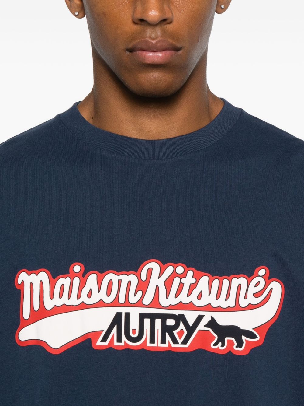 Autry X Maison Kitsune Logo katoenen t -shirt