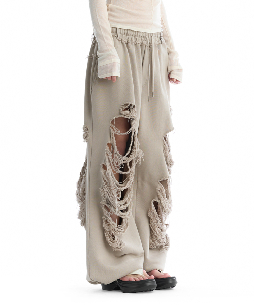 Scratch Damage Wide Sweat Pants