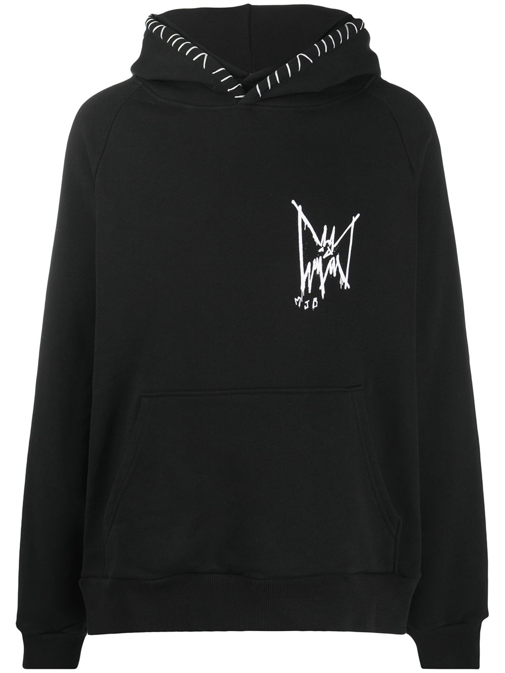 Black graphic-print hoodie