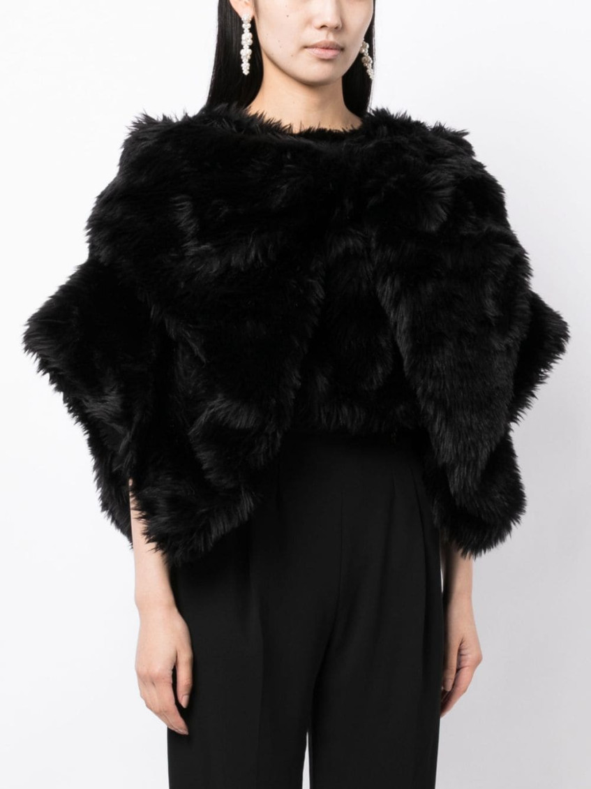 Black Faux fur cropped jacket