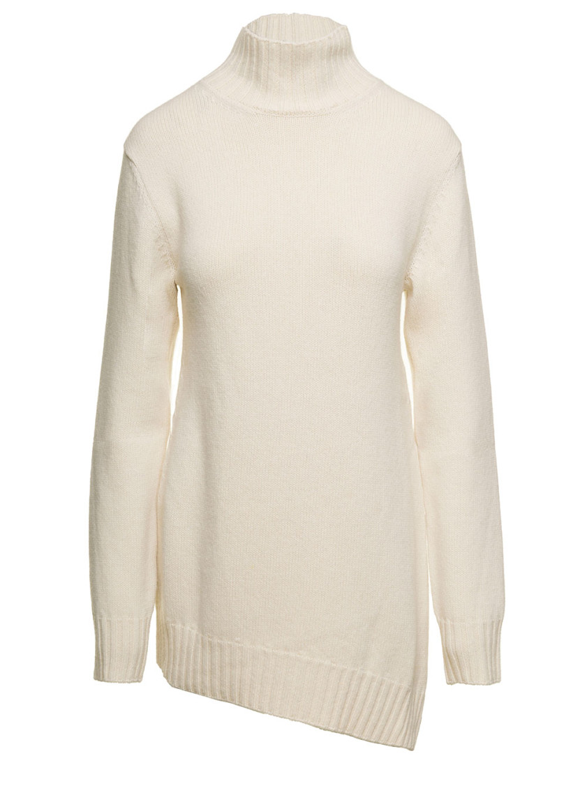 High Neck Long Sleeves Knit Jumper With Split At One Side