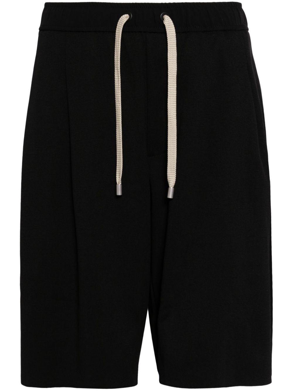 Pleat-detail drop-crotch shorts - Black