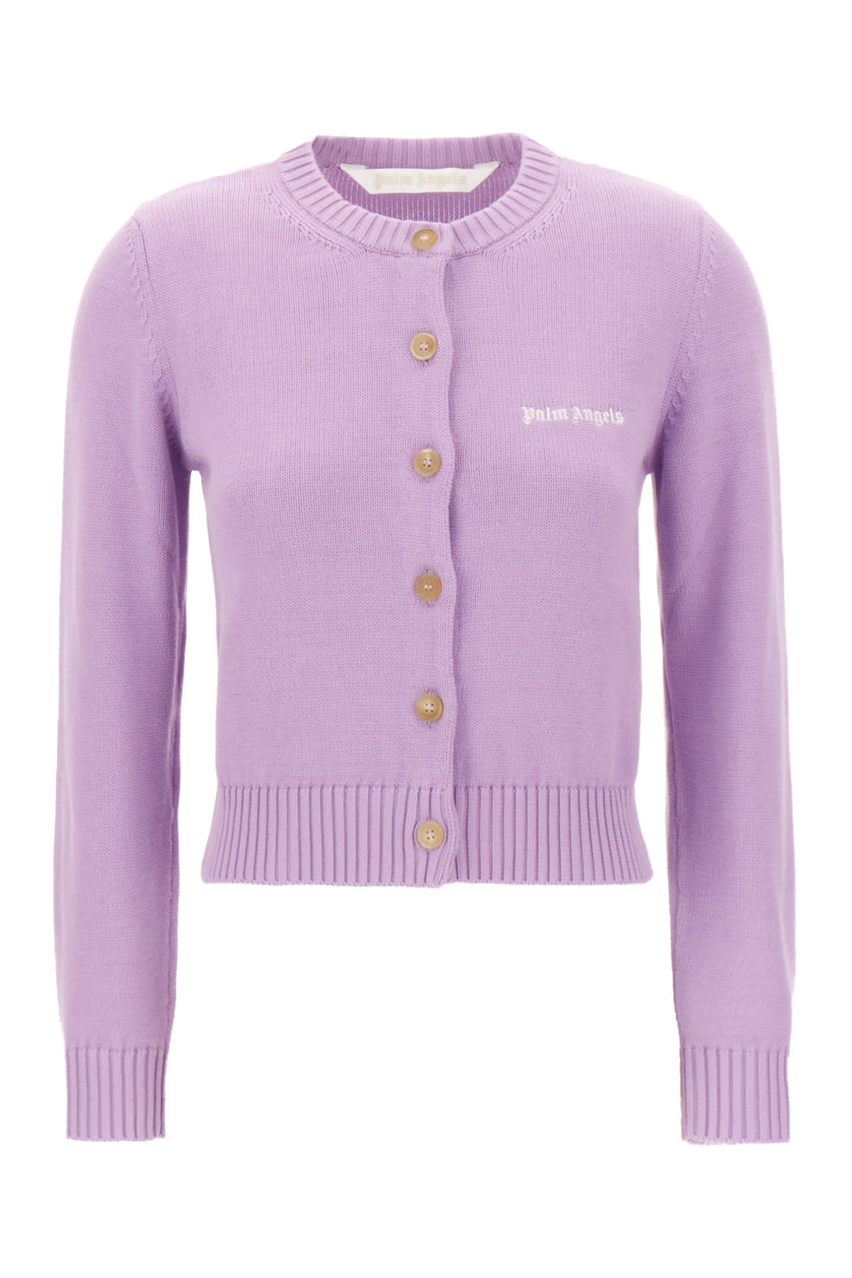 Logo-embroidered cotton cardigan - Purple
