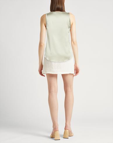 Woman Top Sage green Size L Silk, Elastane