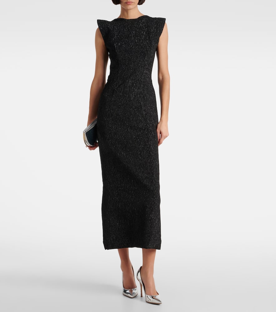 Singular open-back lamé cocktail dress