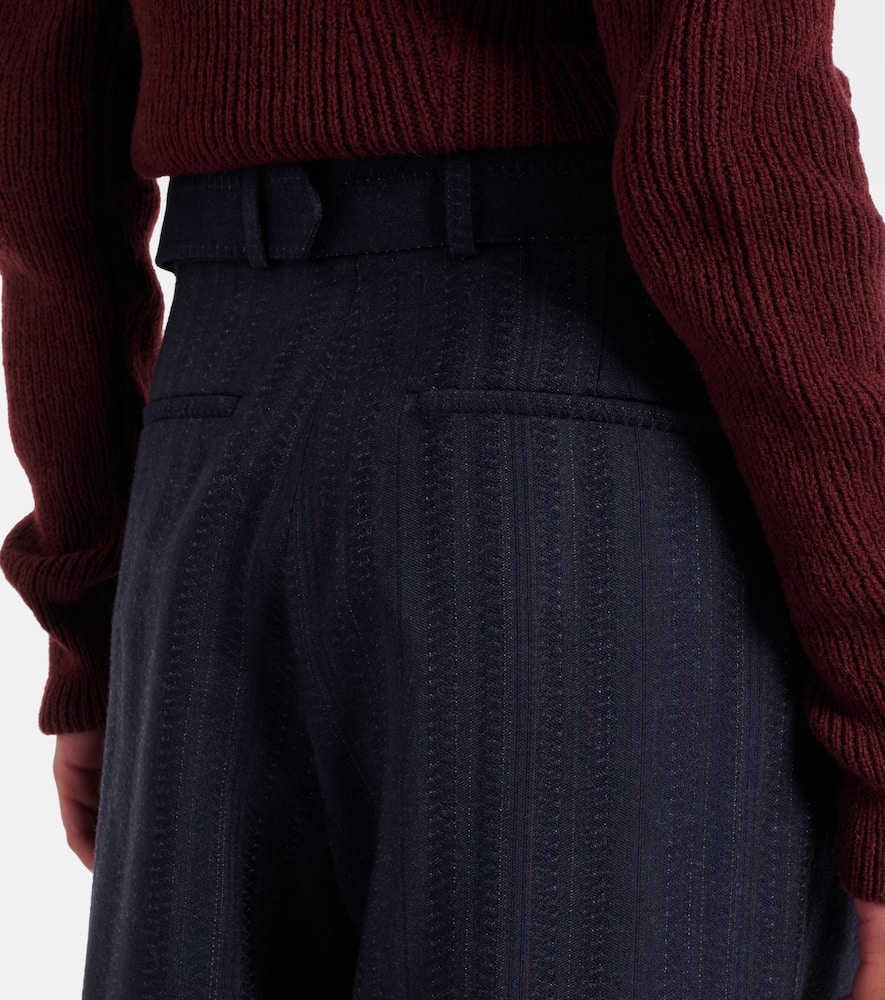 Belted wool wide-leg pants