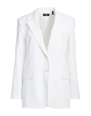 Woman Blazer White Size 0 Linen, Viscose, Elastane