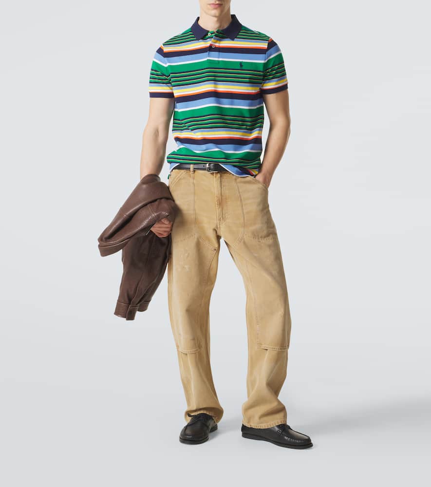 Striped cotton polo shirt