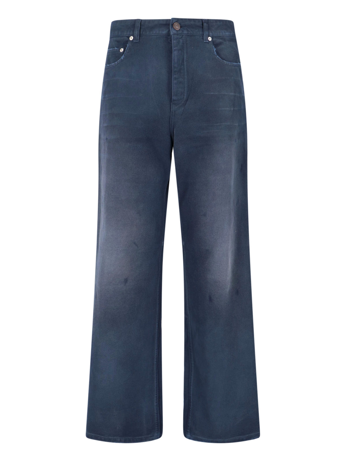 Men's Blue & Green Cotton-Blend Jeans