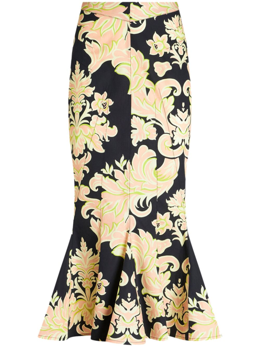 Abstract-print cotton midi skirt - Black