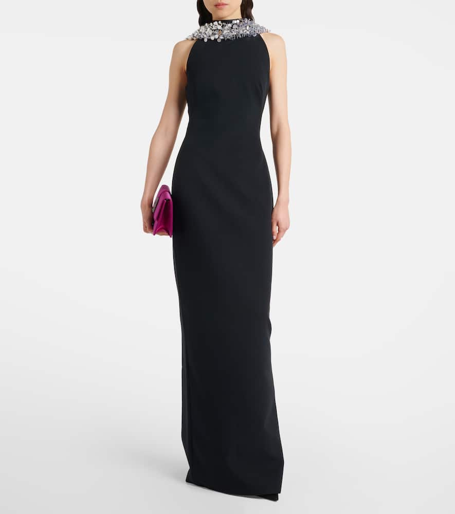 Safiyaa Holli embellished crêpe and satin gown