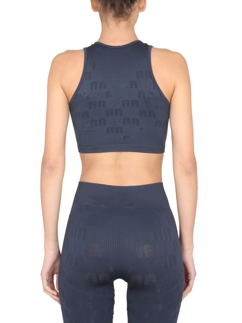 Navy Blue Logo Round Neck Top