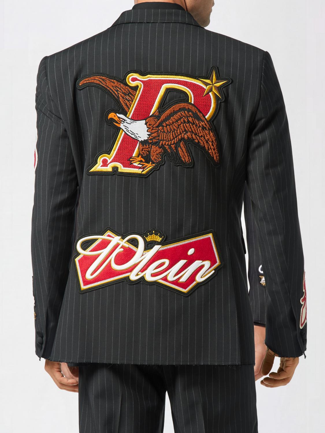 Pinstripe Wool Single-Breasted Blazer with Peak Lapels
