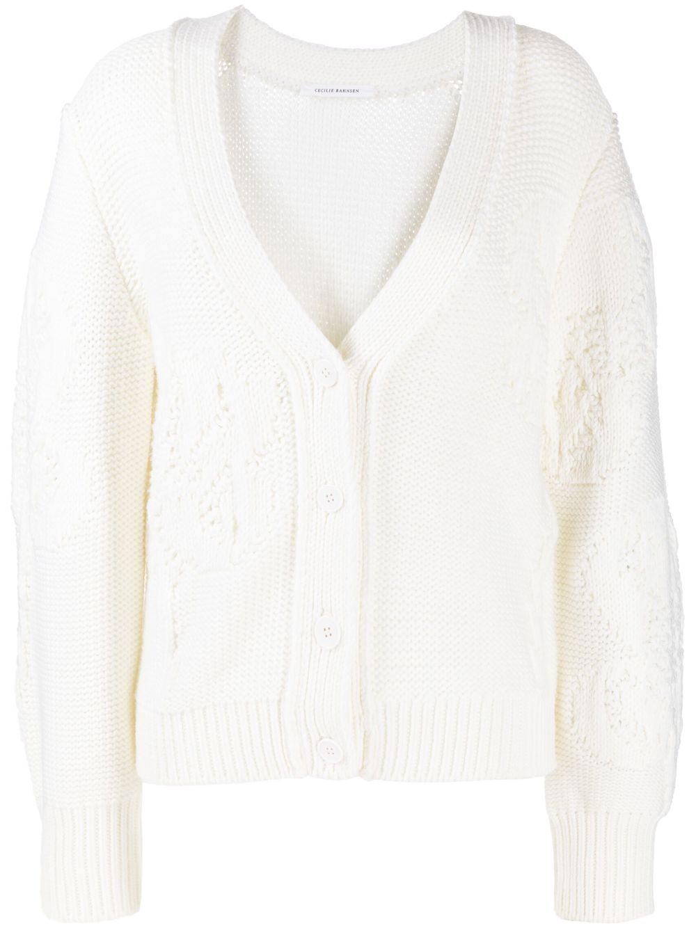 V-neck woollen cardigan - White