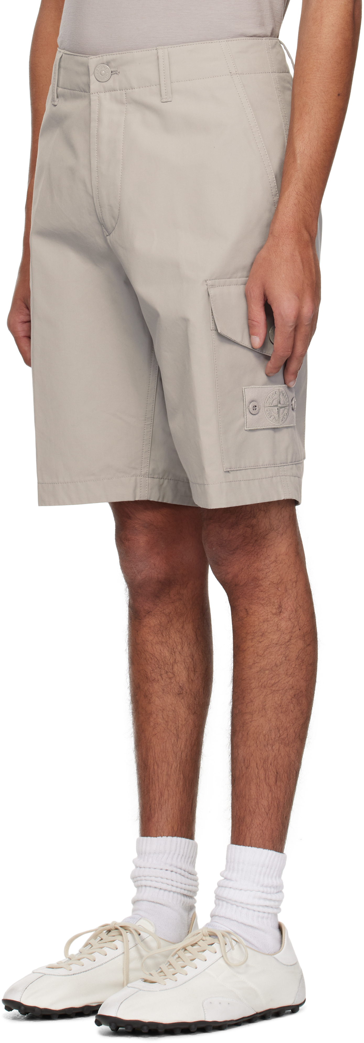 Stone Island Gray Weatherproof Cotton Canvas Ghost Shorts