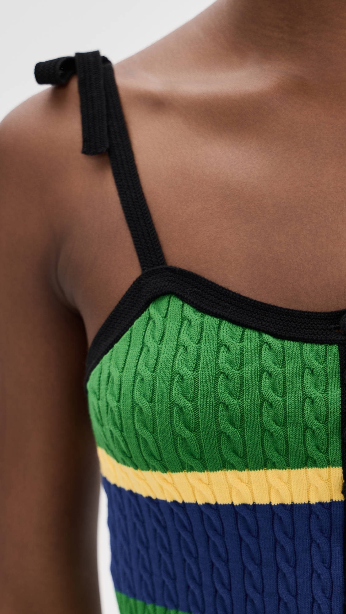 Micro Cable Stripe Tank Top Black