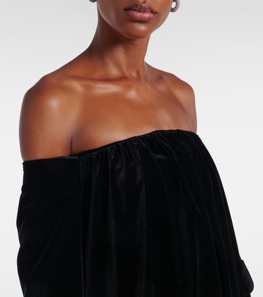 Open-back cotton velvet gown