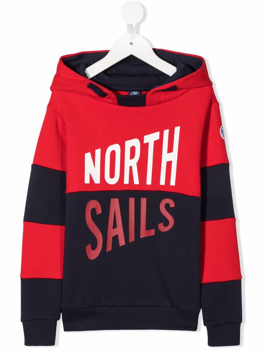 Logo-print colour-block hoodie - Red