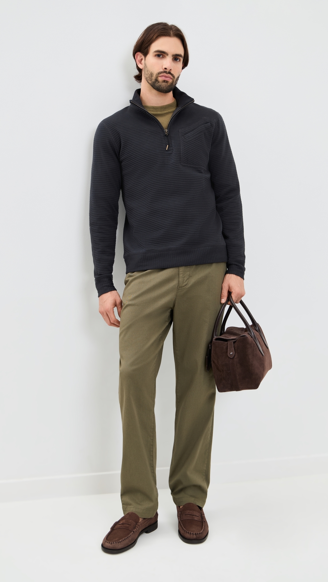 Quilted Half Zip Sweatshirt Dark Navy