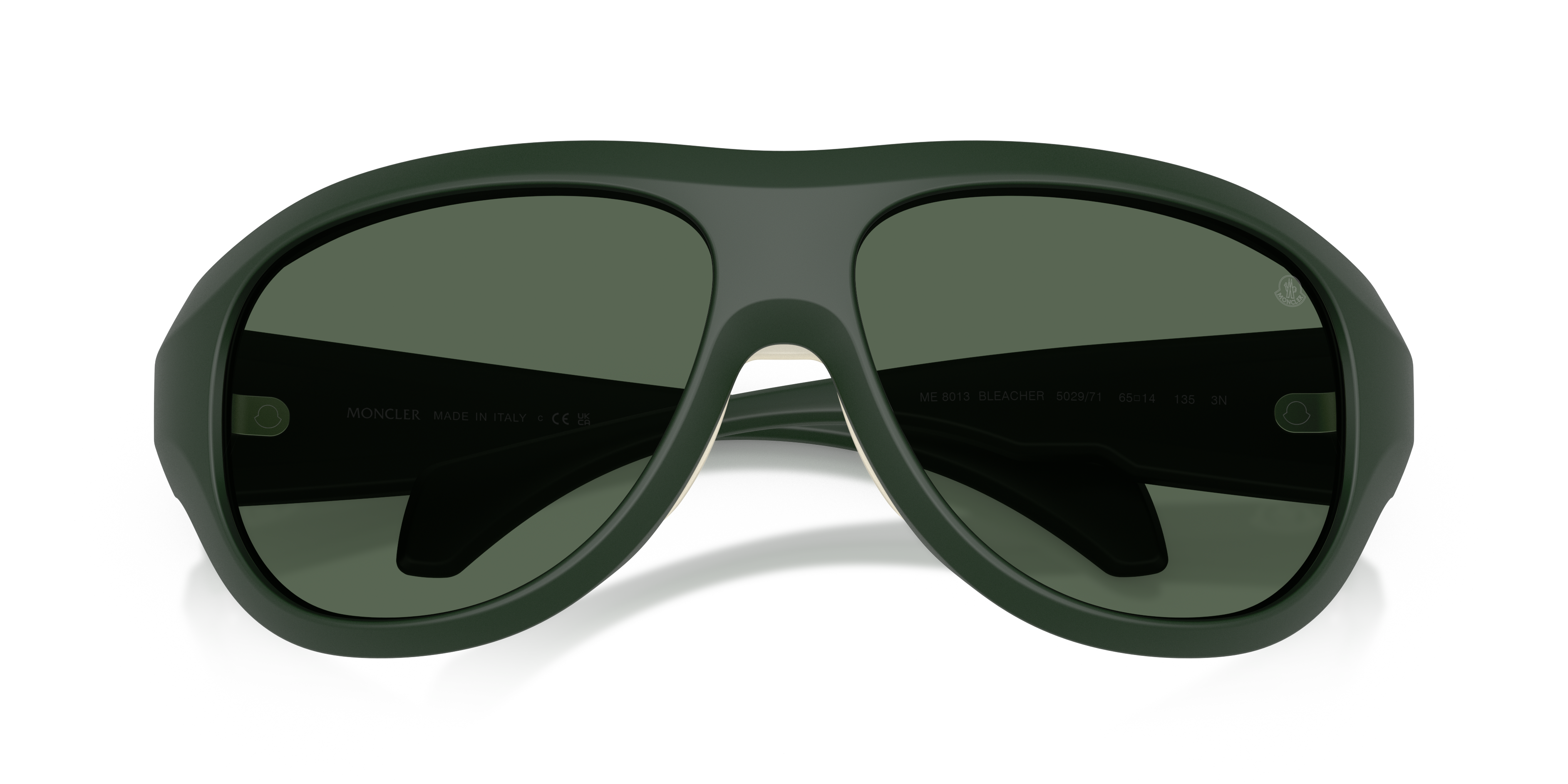 Moncler Unisex Moncler ME8013 BLEACHER 502971 Sunglasses Injected Green Green Round Norma