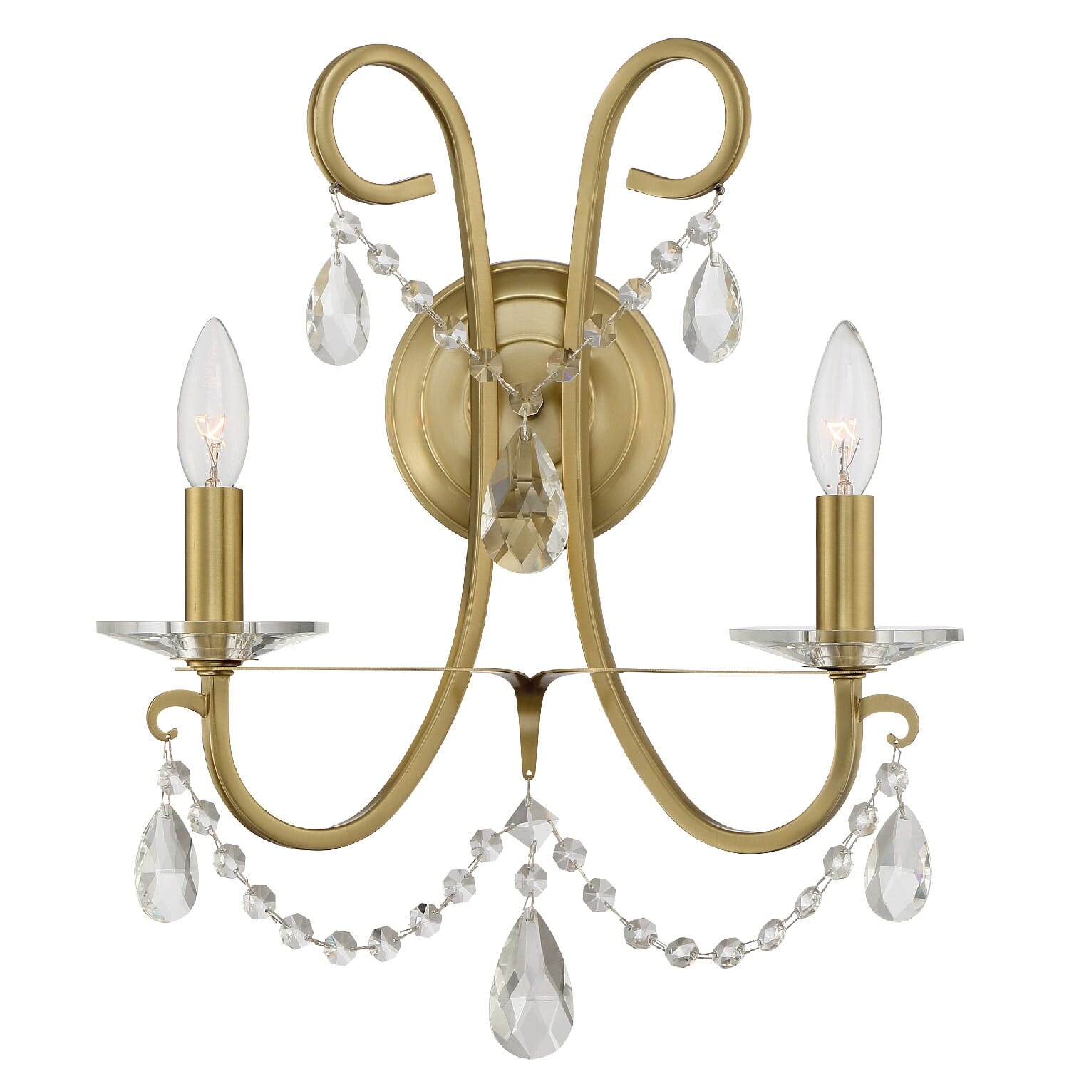 Othello 2-Light Wall Sconce in Vibrant Gold with Swarovski Spectra Crystal Crysta