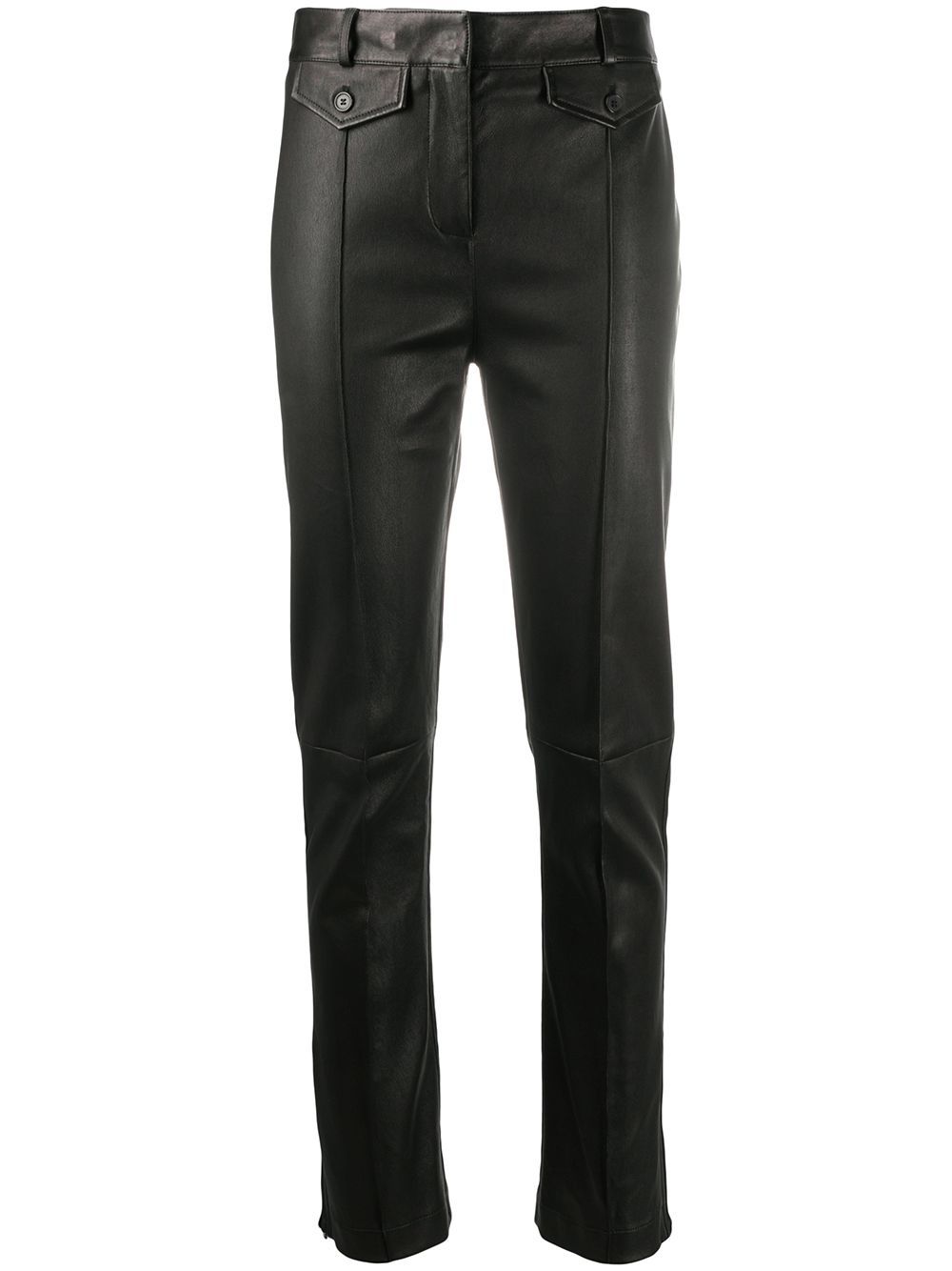 Leather skinny-leg jeans - Brown