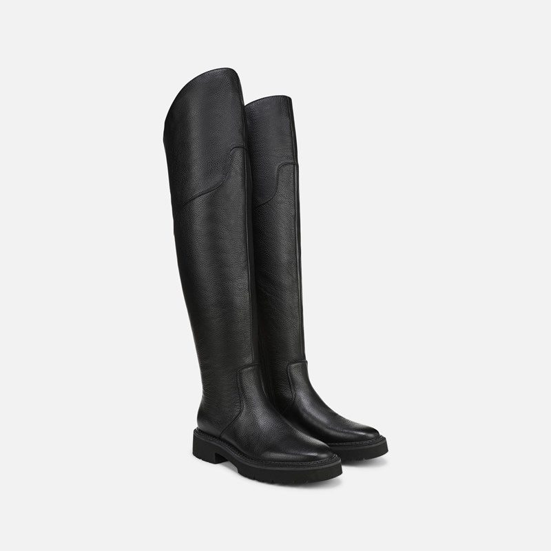 Scarlette Over The Knee Boots, Black Leather