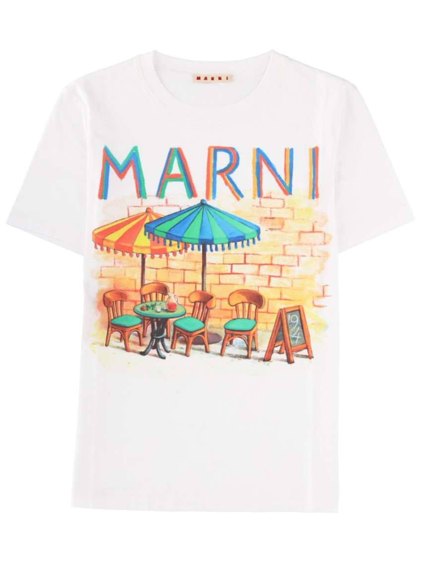 Marni - crew neck graphic print short sleeve top