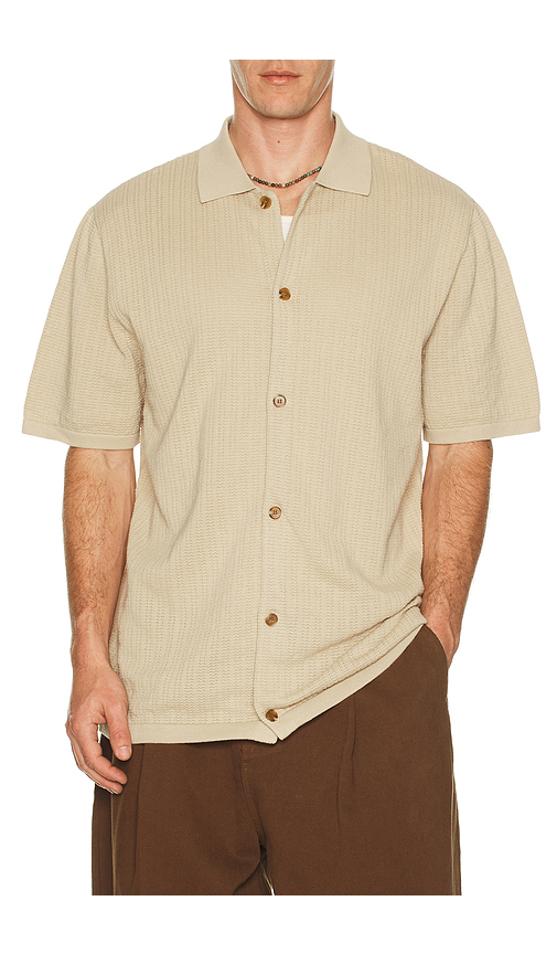 Rhythm West Winds Stripe Shirt in Brown. M. Also in L, S, XL/1X