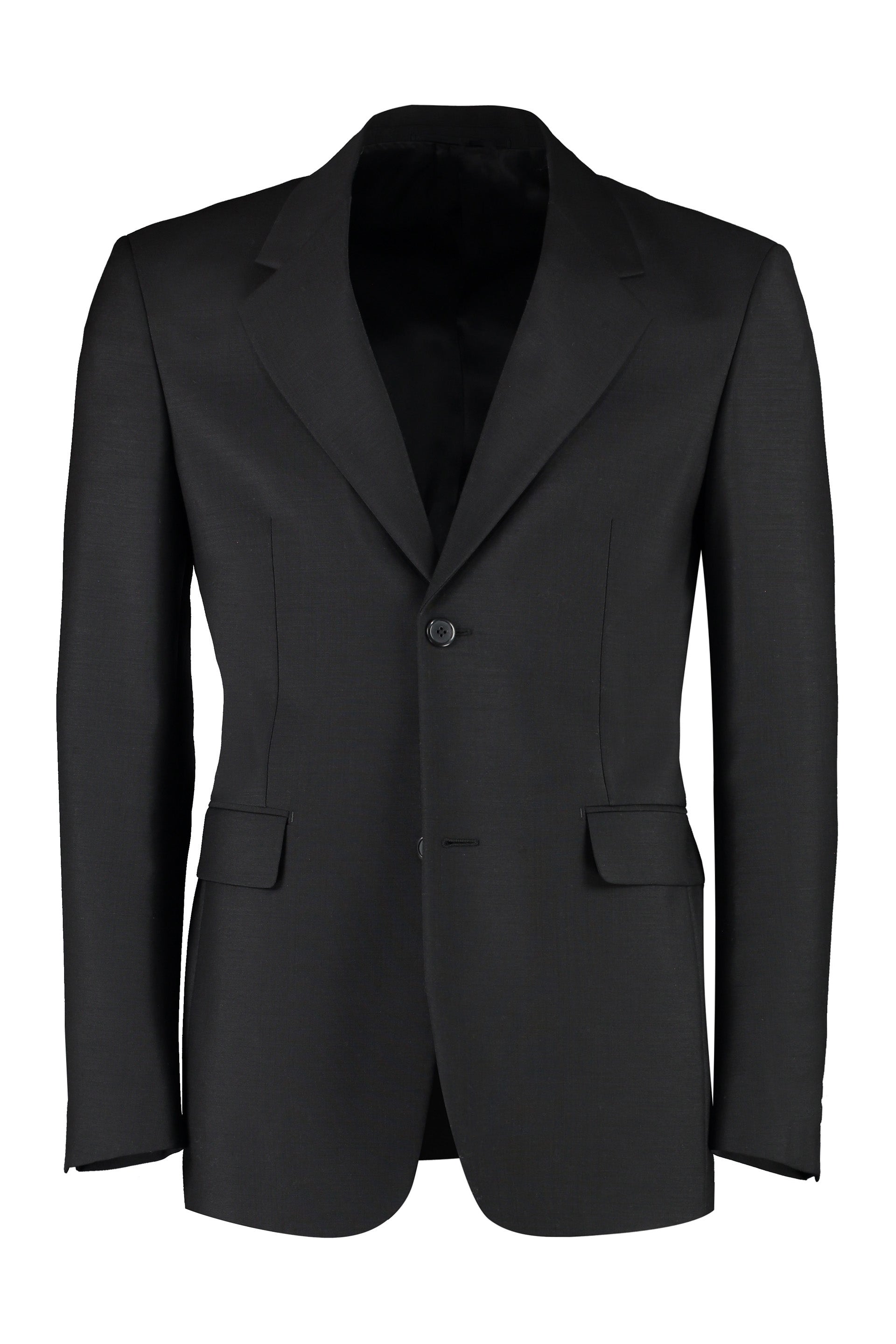Padded Shoulders Wool and Mohair Blazer