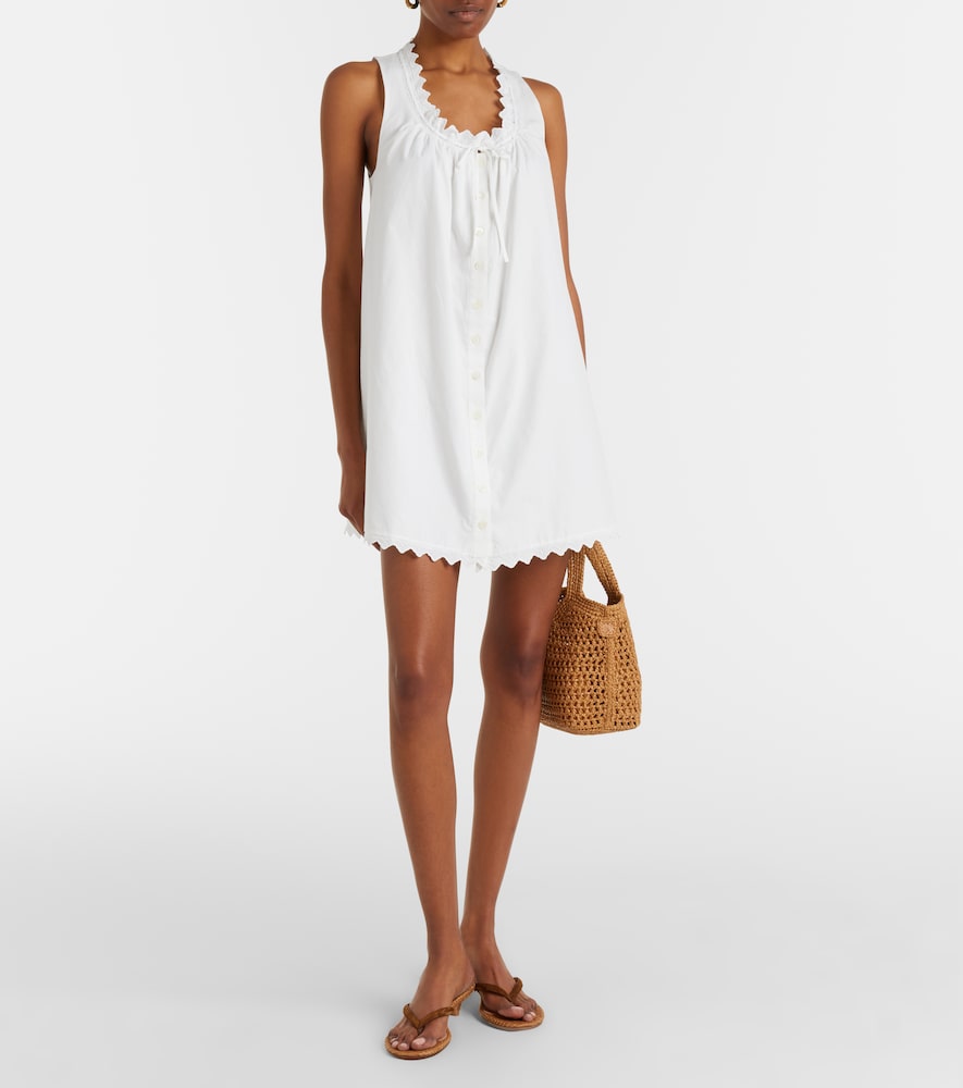 Scalloped cotton poplin shirt dress