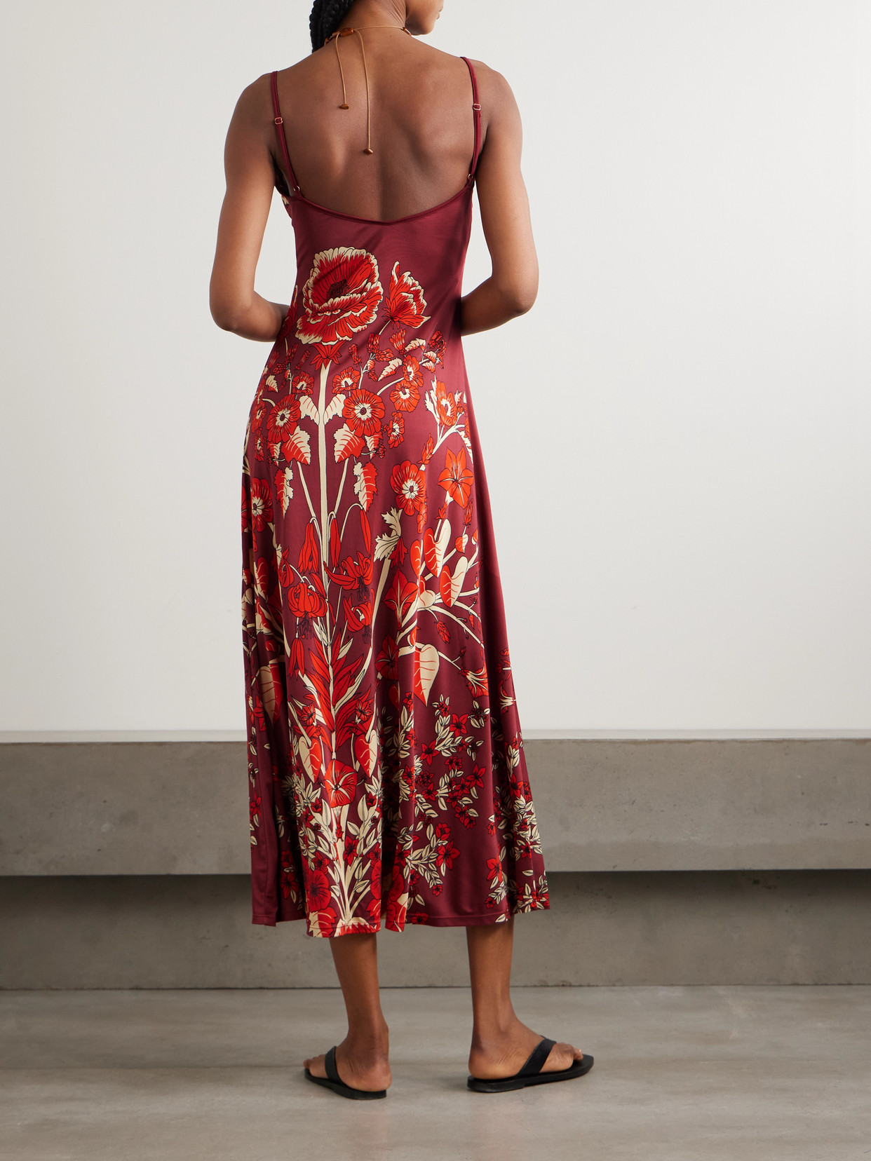 Sendero De Astromelias Floral-print Stretch-jersey Maxi Dress - Red