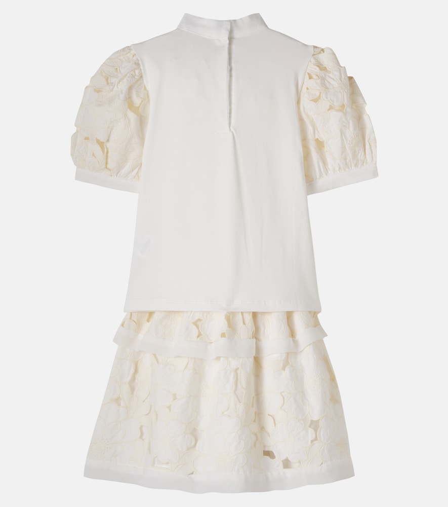 Cotton-blend top and skirt set